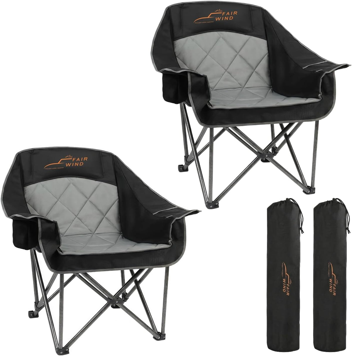 FAIR WIND 2 Pack XL Oversized Padded Camping Chair Heavy Duty for Adults