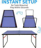 4.5FT/6FT/9FT Ping Pong Table Foldable, MDF Multi-Use Portable Table Tennis Table with Net, Paddles & Balls for Kids Teens Adults Indoor/Outdoor Game - Quick Assembly