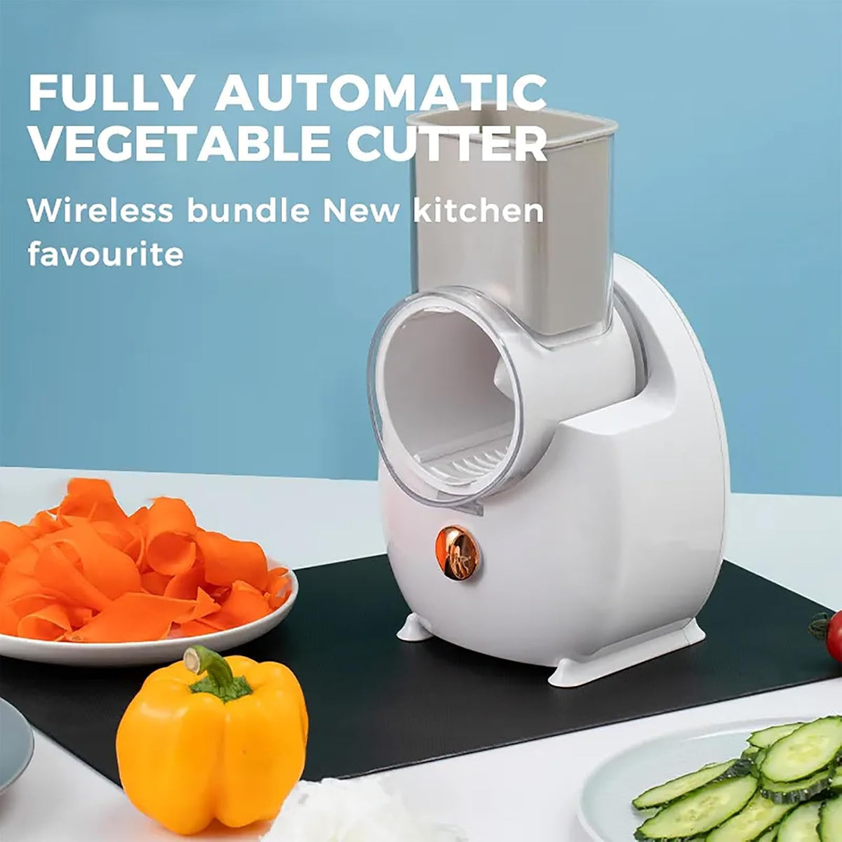 Electric Cheese Grater Vegetable Slicer, Rechargeable Rotary Grater Salad Maker with 3 Interchangeable Blades, Durable Material and Cutting Efficiently, for Kitchen, Camping, Restaurant