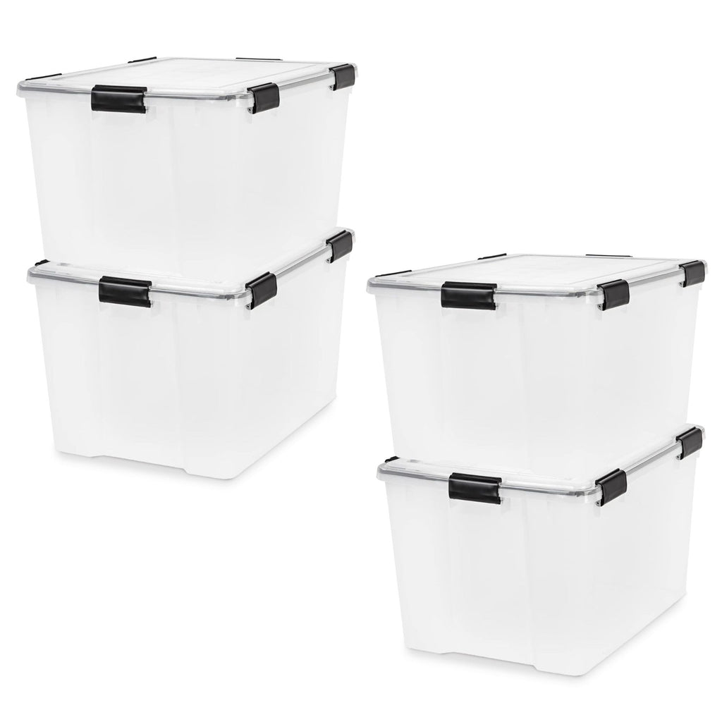 IRIS USA 3-Pack 156 Qt Storage Bins with Gasket Lids, Clear/Black