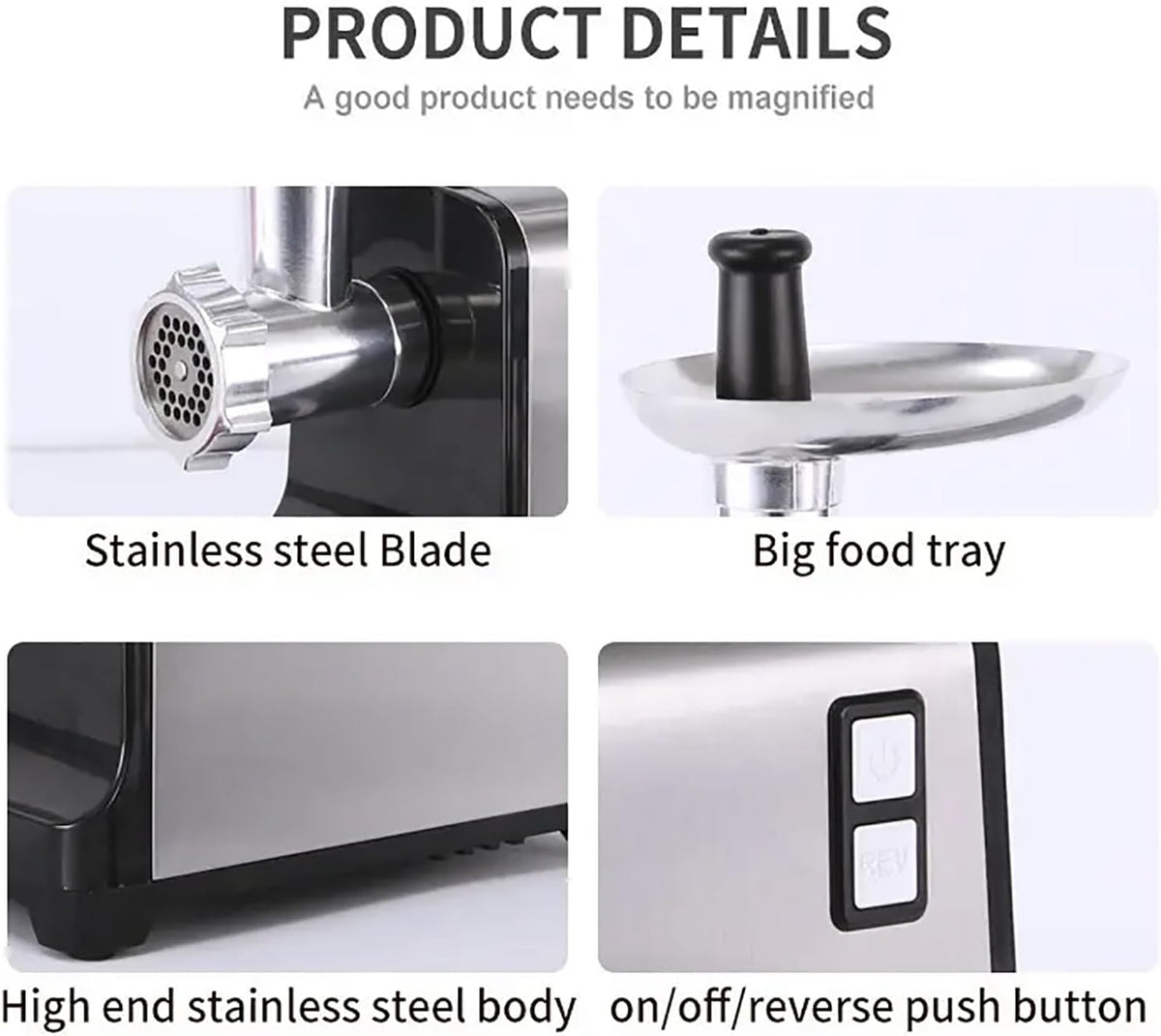 Portable Meat Mincer, 350WElectric Meat Grinder with Aluminum Alloy Tray, 3 Different Hole Diameter Cutting Boards and Removable Parts, Time & Effort Saving and Easy to Clean, for Home, Kitchen