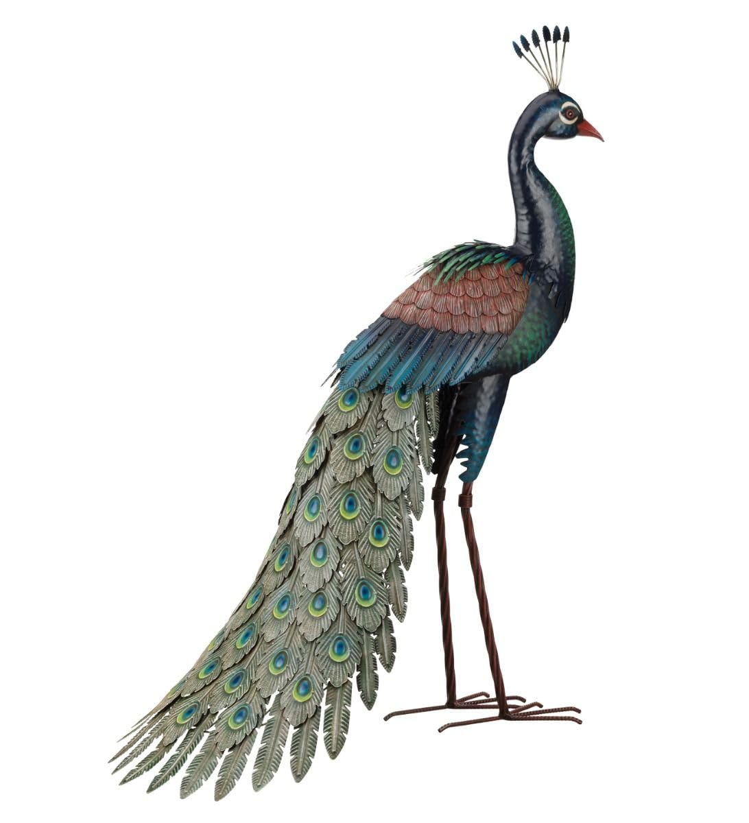 Regal Art & Gift Peacock Outdoor Statue, Decorative Garden Sculpture, Unique Metal Outdoor Figurine, Lawn Ornament Statue for Garden, Outdoor Sculpture for Yard, Wings Open, 25.25'L x9.75'W x 24.75'H