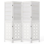 GIANTEX 3 Panel Folding Room Divider with Mesh Window, Distressed Brown