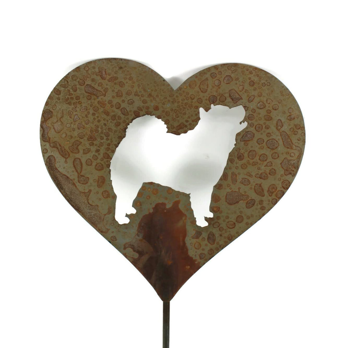 Pet Dog, Cat, Rabbit or Bird Keepsake Memorial Heart Garden Stake 20 to 28 Inches Tall (Large Heart, 28" Tall, Yorkie Yorkshire Terrier, Naturally Rusted)