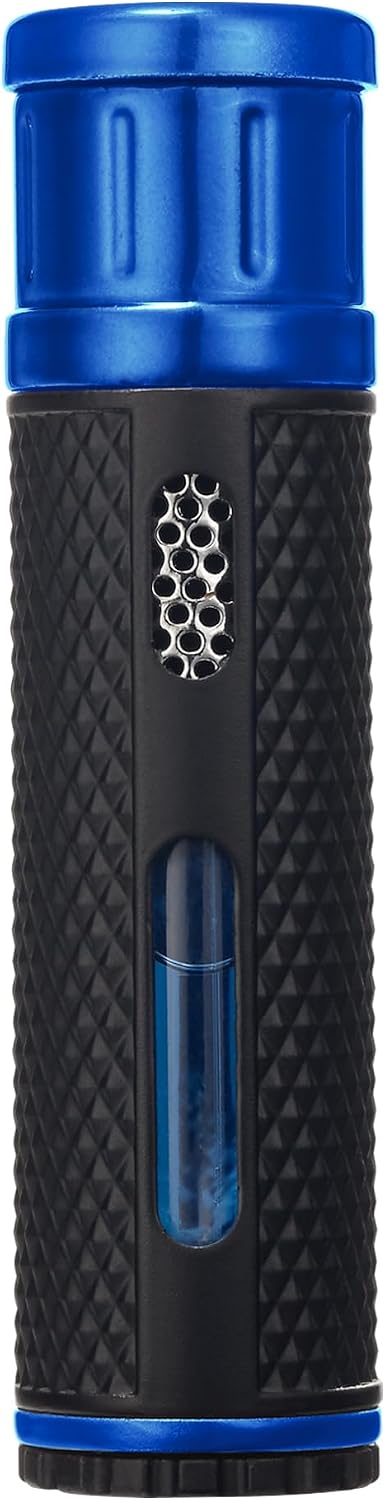Colibri EVO Angled Single Jet Flame Refillable Butane Torch Lighter, Windproof, User-Friendly with Pachmayr Grip, Blue Fuel Window and Adjustable Flame - Sleek Design (Blue)