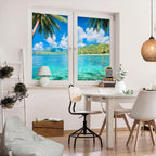 Watercolor Tropical Landscape Window Privacy Film 35.4Wx55.1L inch x 2pcs