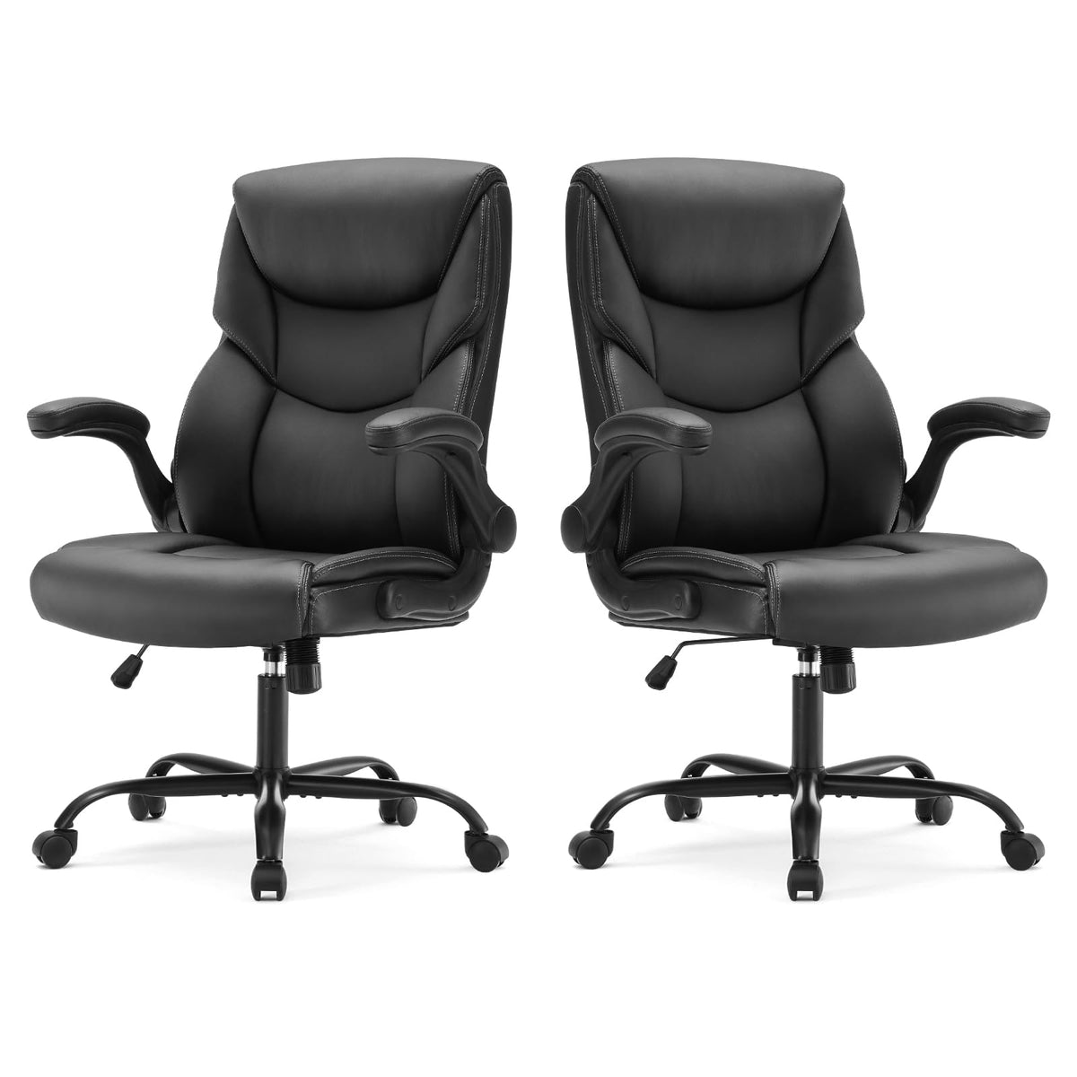 Sweetcrispy Computer Desk Chair, Lumbar Support Video Game Chair PU Leather
