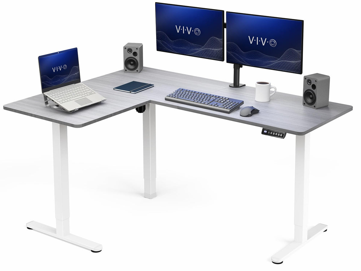 VIVO Black 63 x 55 in Corner Standing Desk, DESK-E3CTB