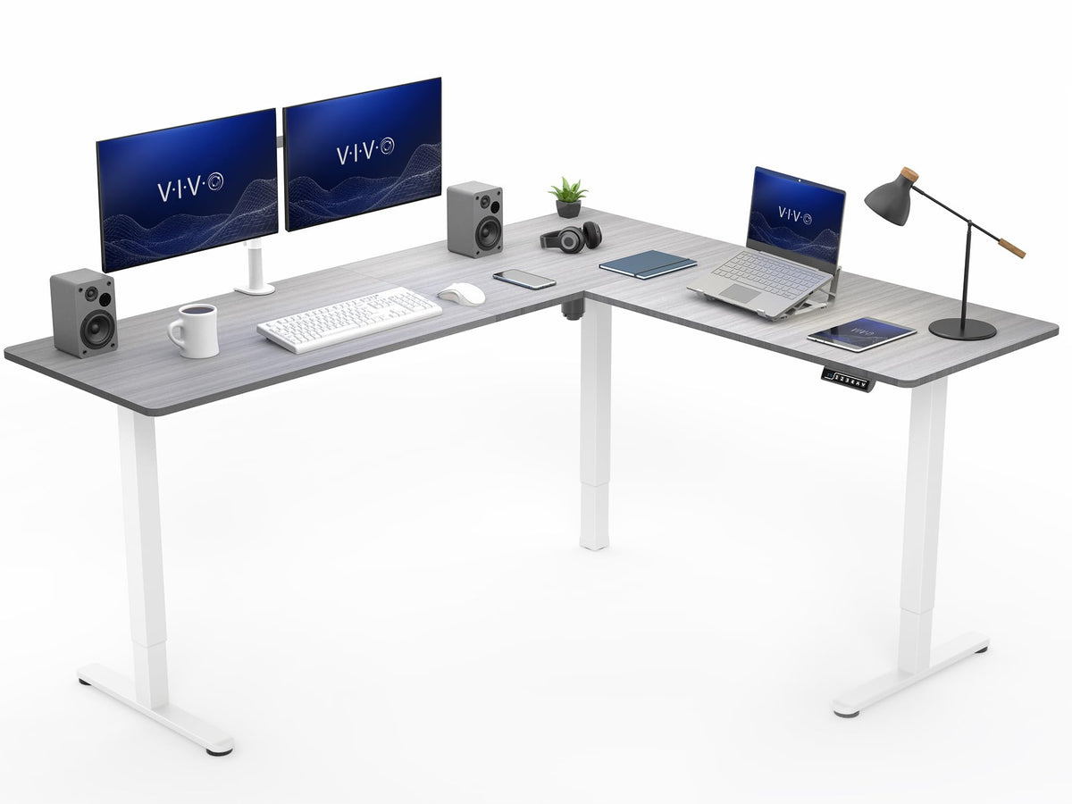 VIVO Black 63 x 55 in Corner Standing Desk, DESK-E3CTB