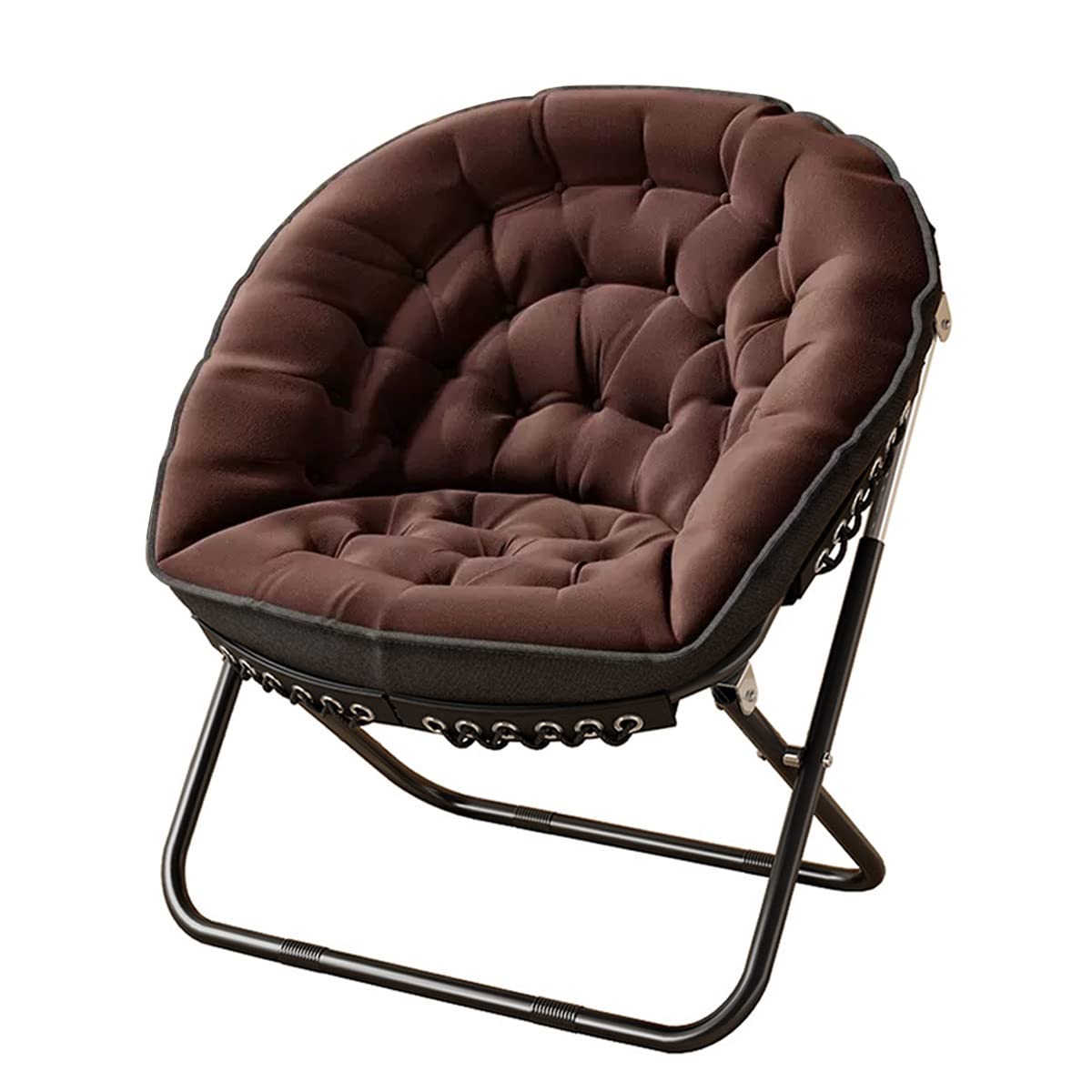 YCKEGEW Folding Papasan Chair Oversized Saucer Chair Indoor Accent Chair for Living Room,Lounge Chairs with Carbon Steel Frame,Lazy Sofa Office Chair for Home (Color : Green)
