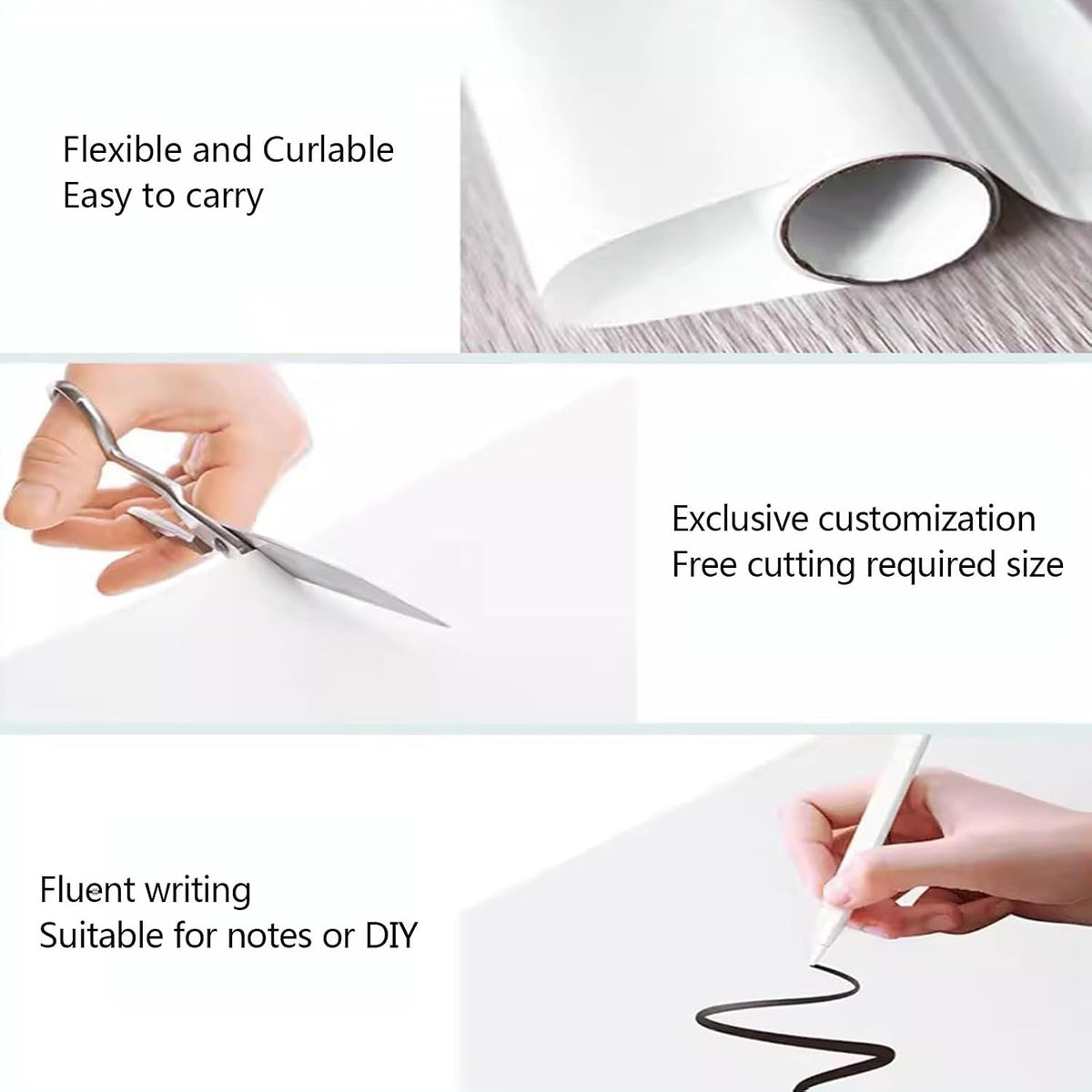Removable Sticky whiteboard Film, Magnetic Whiteboard Contact Paper Peel and Stick Electrostatic Board Sticker White Multiple Sizes(17.8x196.9IN(0.45x5m))