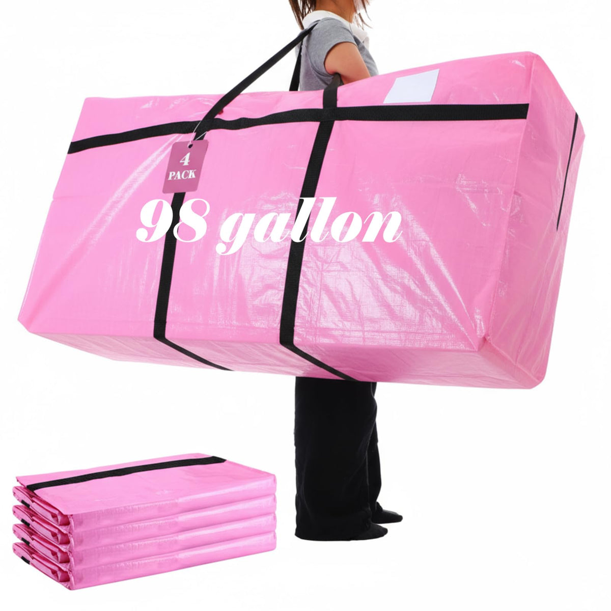 Windyun 4 Pcs 195 Gallon Extra Large Moving Bags XXL Heavy Duty Storage Bag