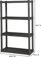Sterilite 4 Shelf Unit, Heavy-Duty Plastic Utility Storage Rack, 2-Pack