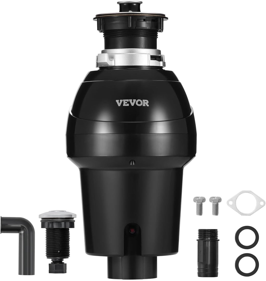 VEVOR Garbage Disposal, 1HP 3270RPM DC Motor, Continuous Feed Food Waste Sink Disposer, EZ Connect Food Waste Grinding System with Sound Reduction, Power Cord and Splash Guard, for Kitchen