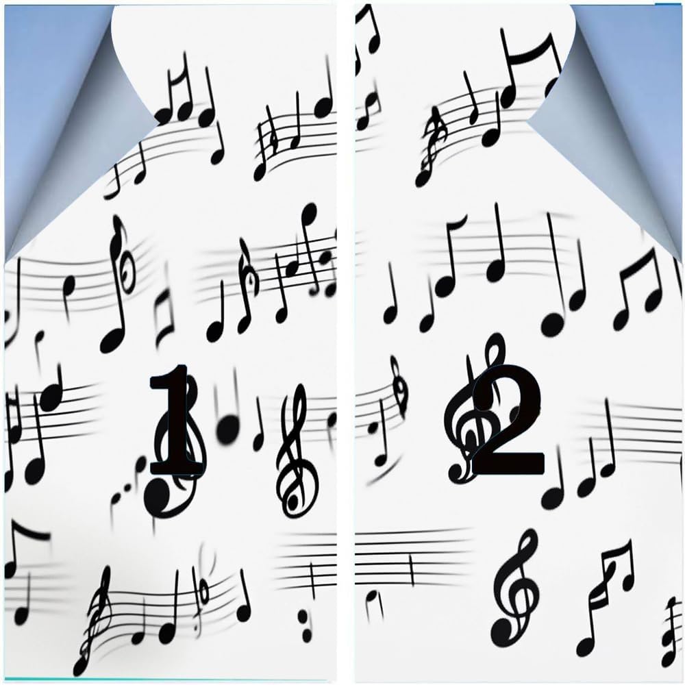 Modern Musical Notes Window Privacy Film 31.5Wx47.2L inch x 2pcs