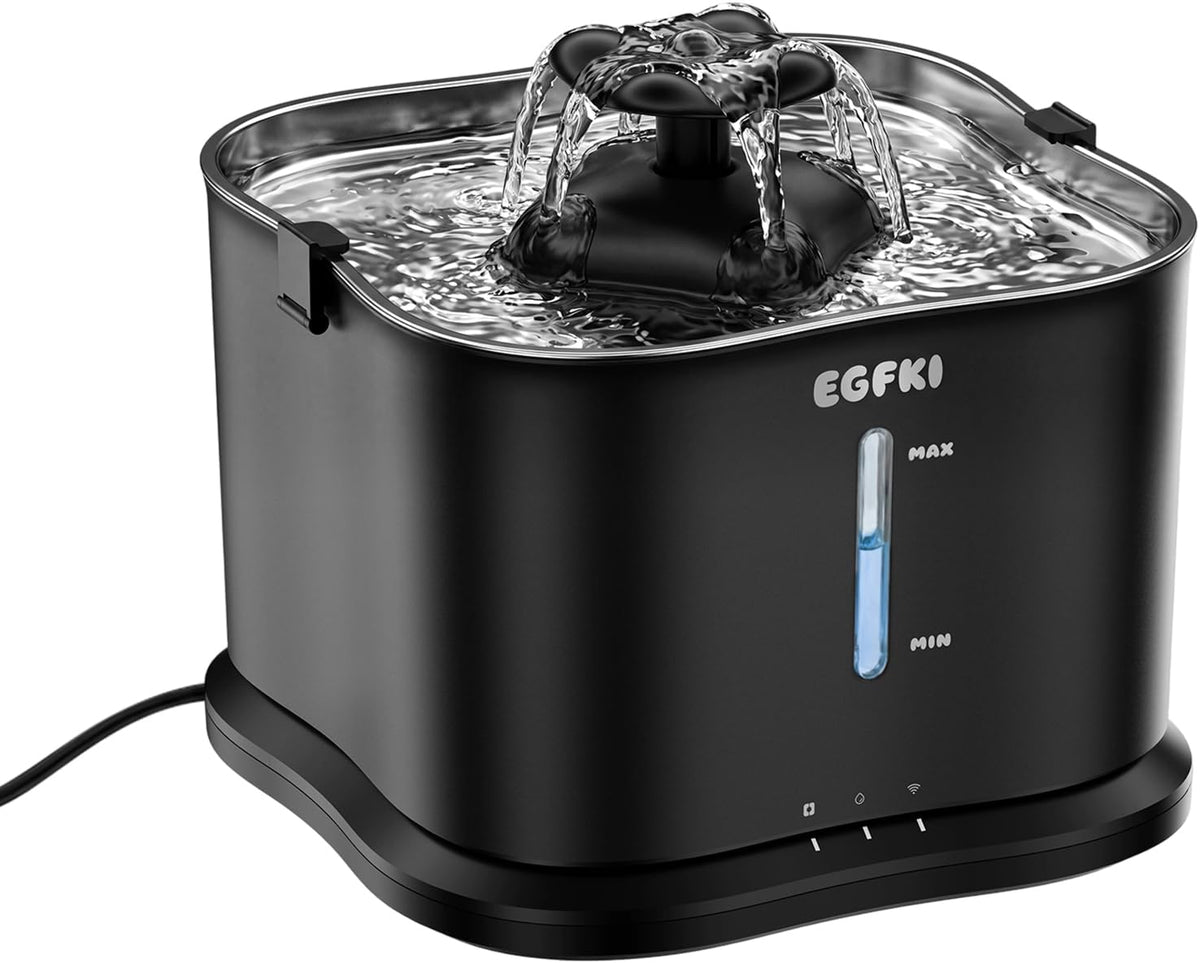 EGFKI EG-9 Smart Cat Water Fountain, 3.6L/121oz Automatic Cat Fountain with APP Control & 2.4GHz WiFi, Smart Hydration Tracking & Alerts, 20dB Ultra Quiet, Stainless Steel Tray, Easy to Clean