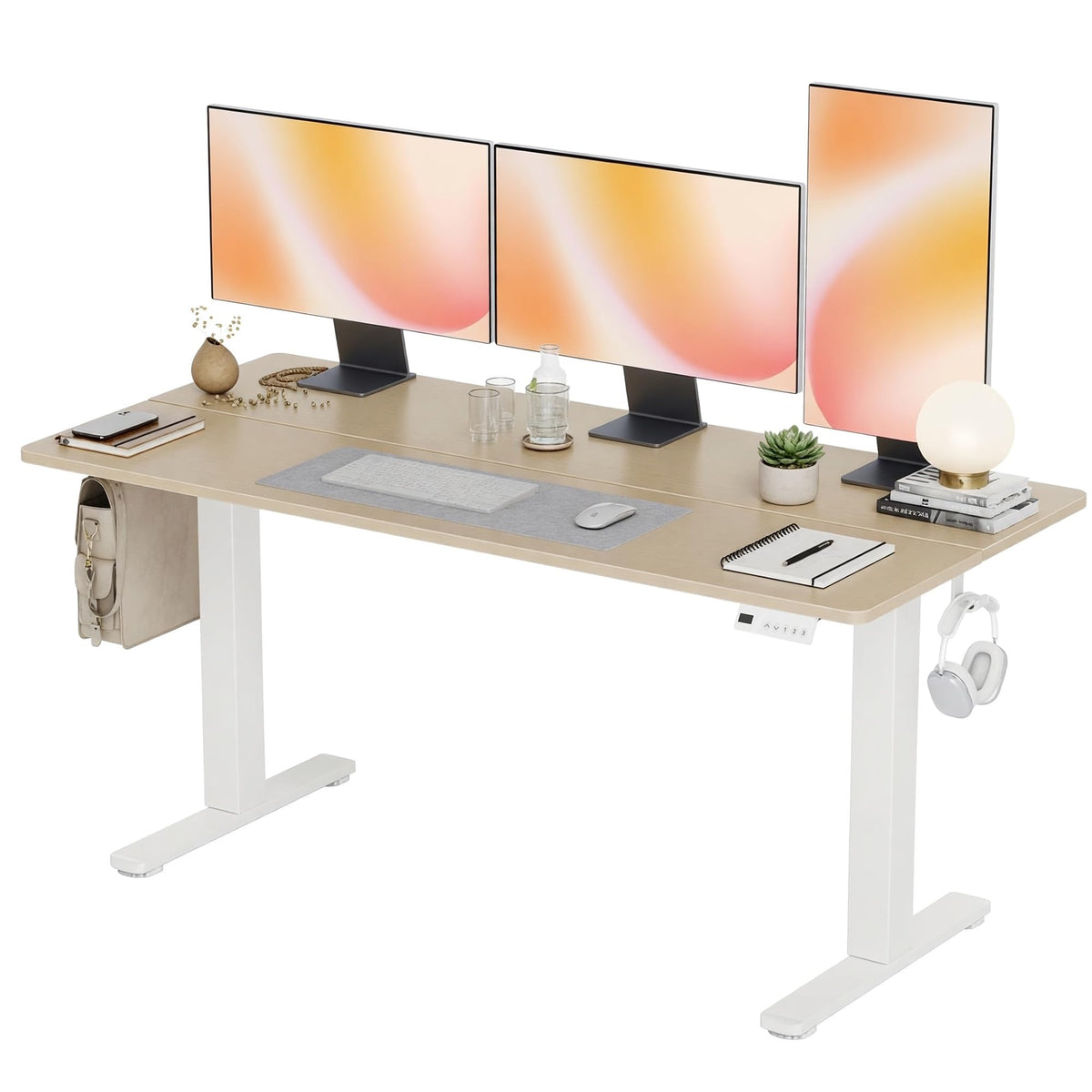 Claiks Electric Height Adjustable Standing Desk, 32x19 Inch, Nature