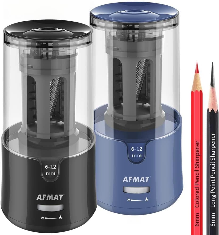 AFMAT Electric Colored Pencil Sharpener + Long Point Pencil Sharpener (PS93+PSA6)