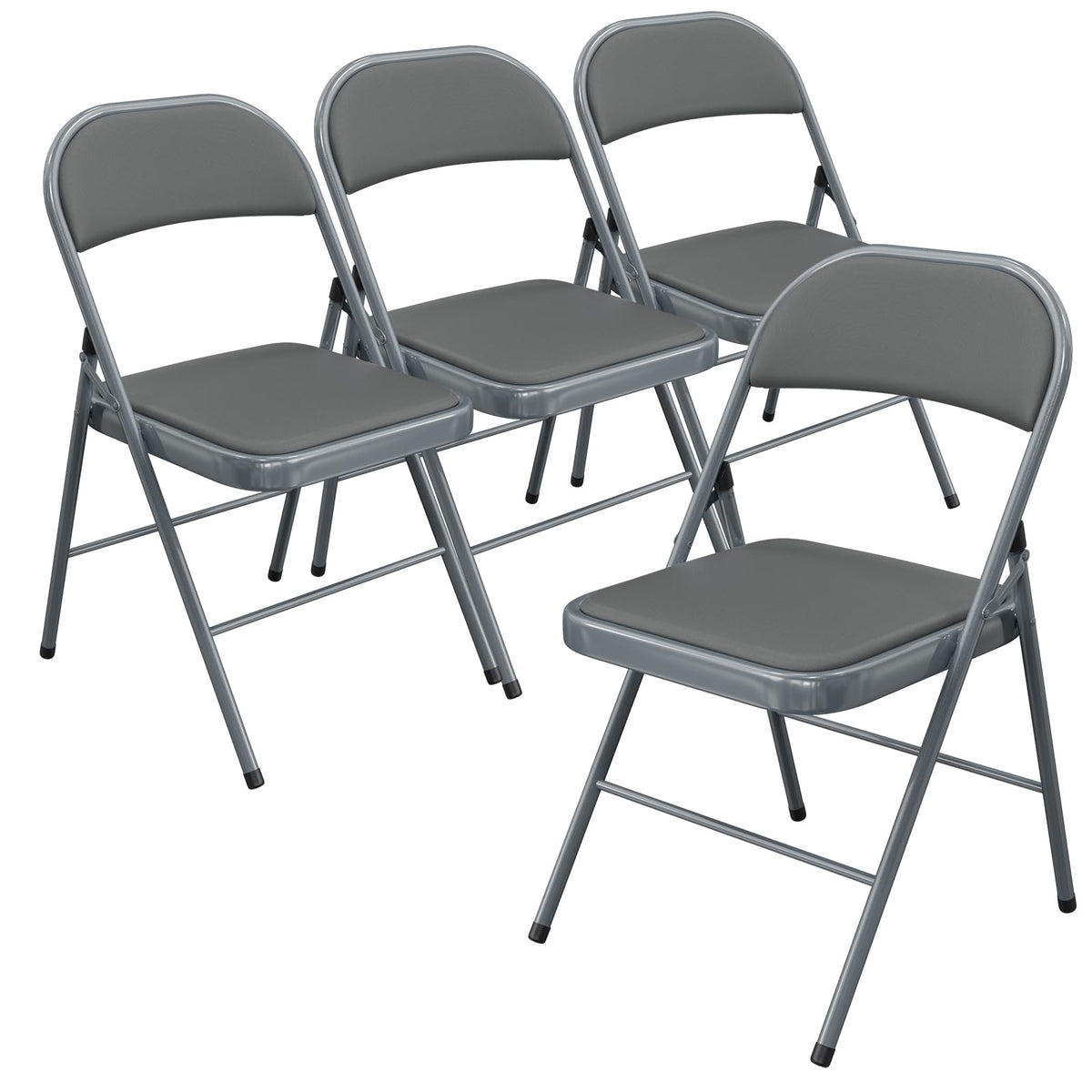Bonnlo Folding Chair with Comfortable Padded Cushion and Back, Portable Folding Chairs for Outside, Office Events, Weddings, Pu Leather, 6 Black