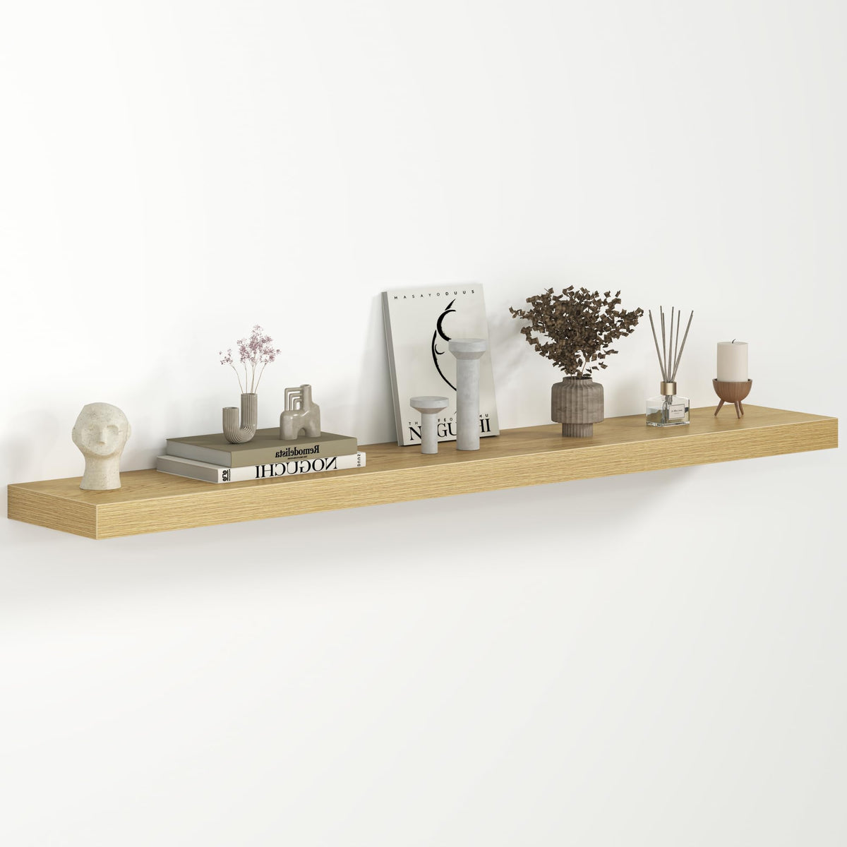Fun Memories Floating Shelves - 2 Pack 12 Inch Rustic Wooden Wall Shelves - Extra Deeper & Thicker Wall Mounted Storage Shelf for Living Room, Kitchen, Farmhouse - 36" W x 12" D x 1.8" H - Brown