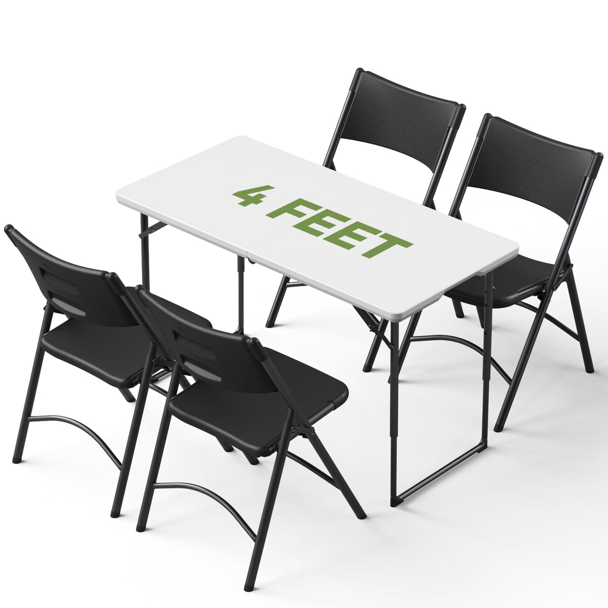 Folding Table and Chairs Set for 4, 36 Inch Foldable Card Table with Carrying Handle & 4 PU Leather Padded Folding Chairs, Portable Indoor Outdoor Dining Table Set for Picnic, Camping, RV, Game Night