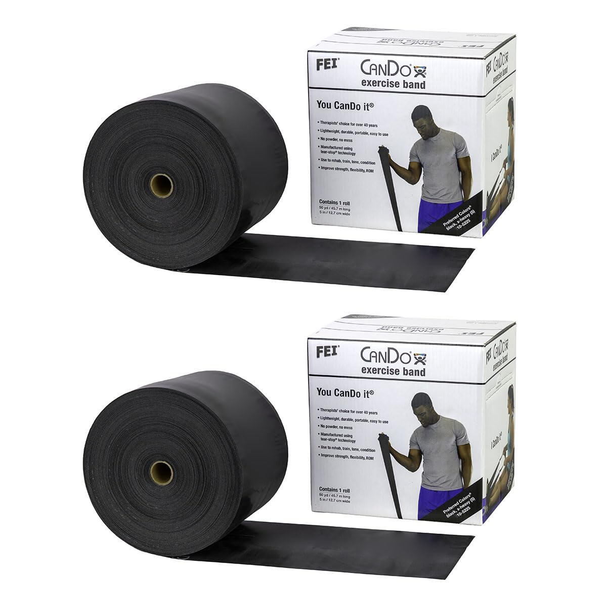 CanDo Exercise Band, Black, 100 Yard (pack of 2)