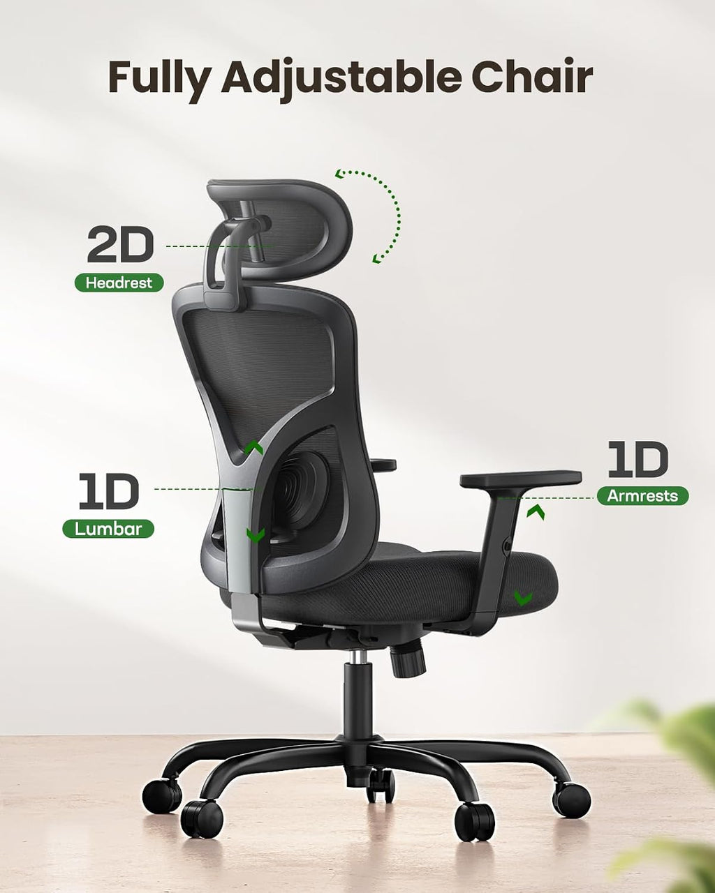 Marsail Ergonomic Office Chair with Lumbar Support and 2D Headrest