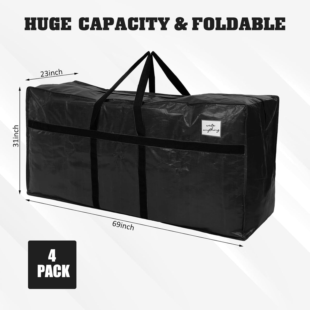 Windyun 4 Pcs 195 Gallon Extra Large Moving Bags XXL Heavy Duty Storage Bag