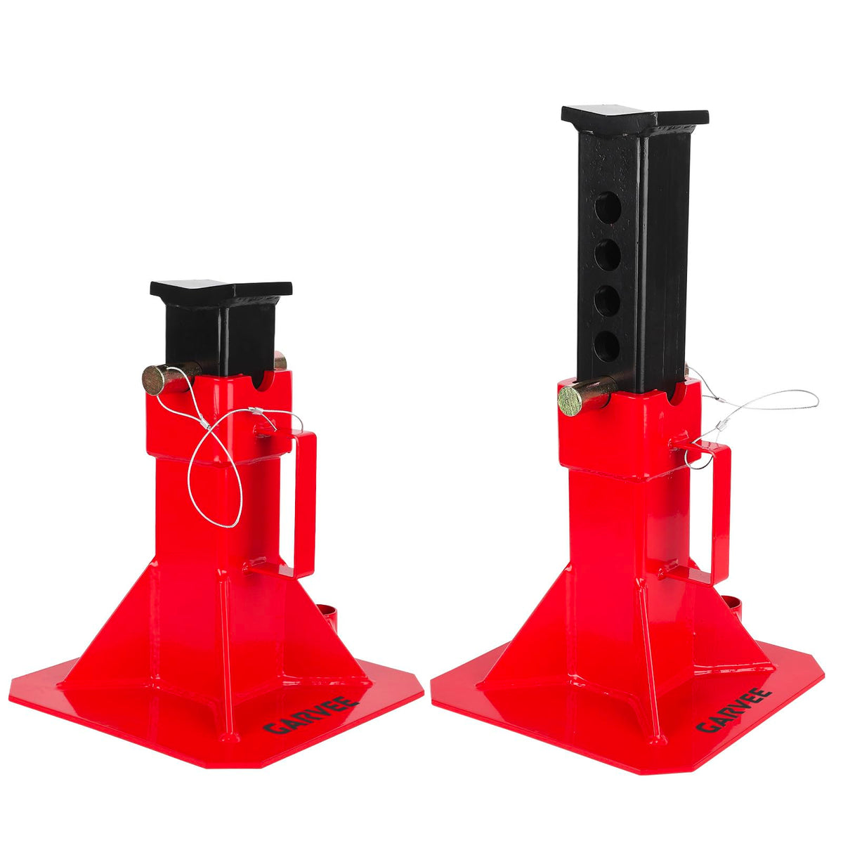 12 Ton Heavy Duty Pin Type Jack Stands with Lock Adjustable 11-18 Inch Automotive Support for Trucks Trailers Cars SUVs Professional Garage Home Use Red 1 Pair