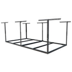 FLEXIMOUNTS 4x8 Overhead Garage Ceiling Storage Rack with 6 Hooks, Black