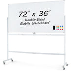 Goplus Rolling Whiteboard, 72" x 36" Large Double-Sided Dry Erase Board