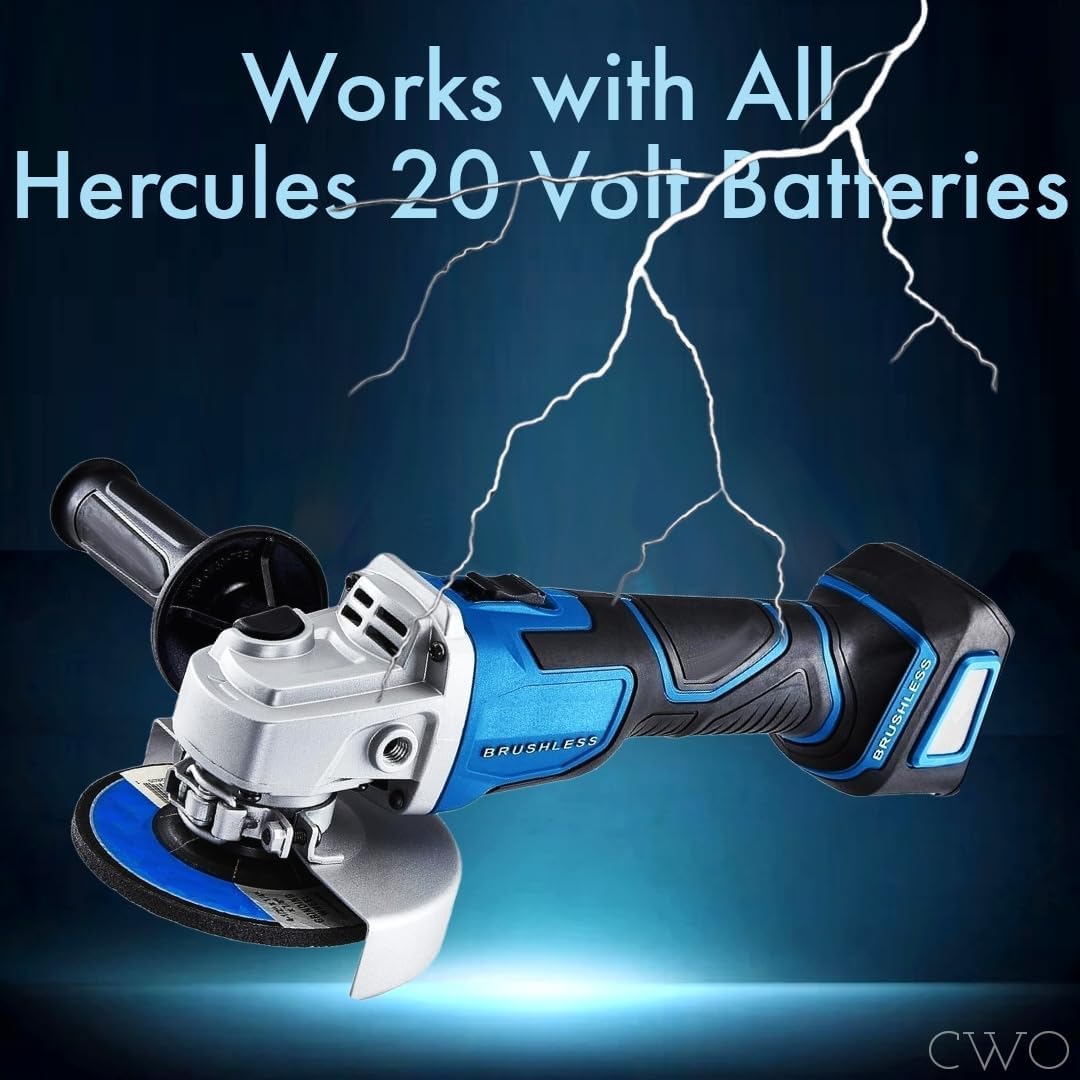 Fits Hercules 20V Brushless Cordless 4-1/2 in. / 5 in. Slide Switch Angle Grinder - Tool Only - Powerful 8500 RPM to Quickly Grind, Shape & Cut - Includes Grinding Wheel and 4-1/2 in. and 5 in. Guards