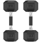 HANDBODE Hex Dumbbell Set of 2, Rubber Encased Fixed Dumbbells, 2.5-65 lb