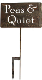 Funny Garden Stake 20 to 33 Inches Tall (Peas & Quiet, Large 28" Tall)