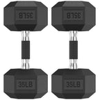 HANDBODE Hex Dumbbell Set of 2, Rubber Encased Fixed Dumbbells, 2.5-65 lb