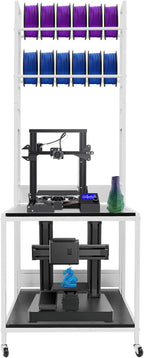 3D Printer Stand with Filament Storage Rack, 2-Tier Heavy Duty Mobile Printer Table with Wheels for Studio Office Storage and Organization