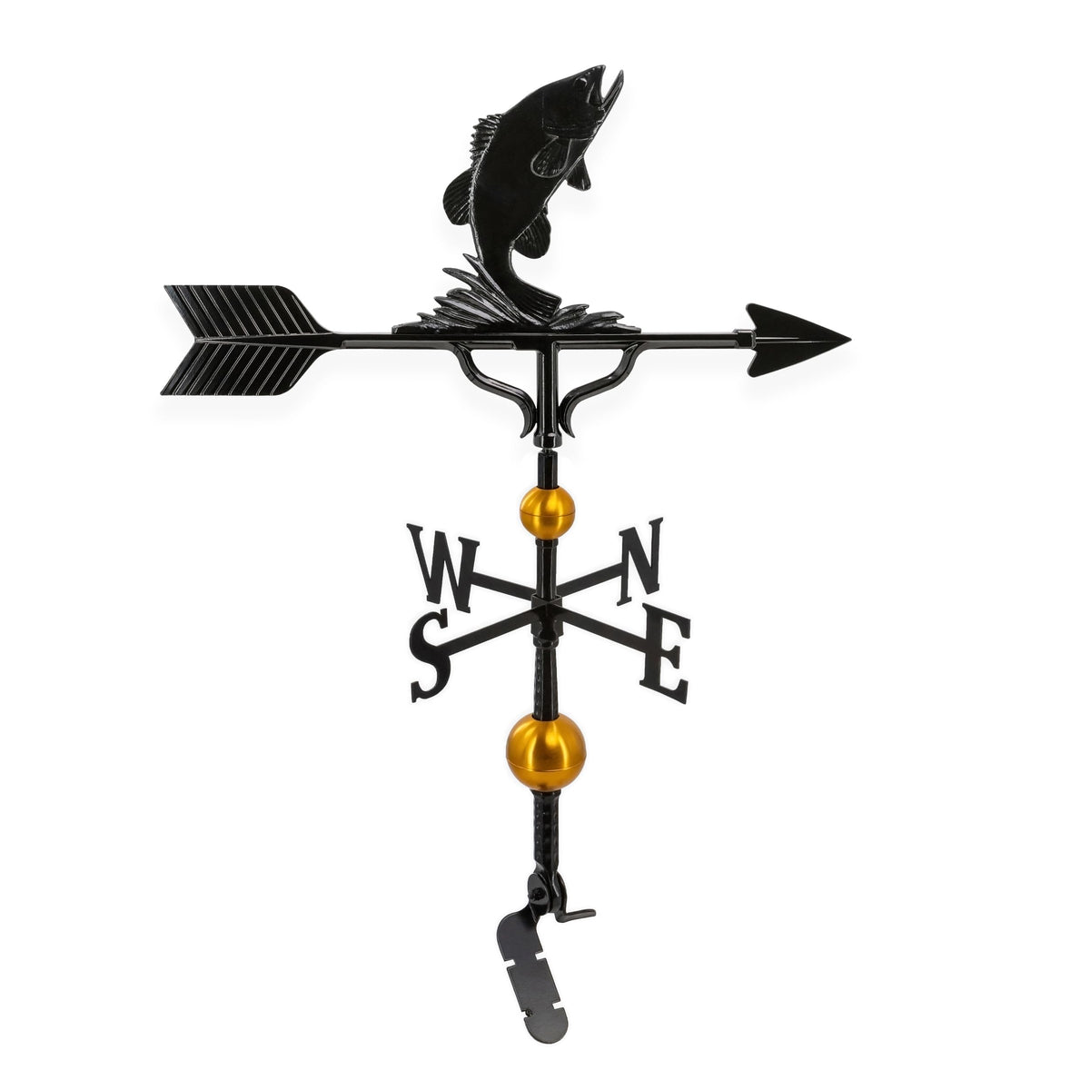 Montague Metal Products Aluminum Bass Weathervane - Deluxe, Gold