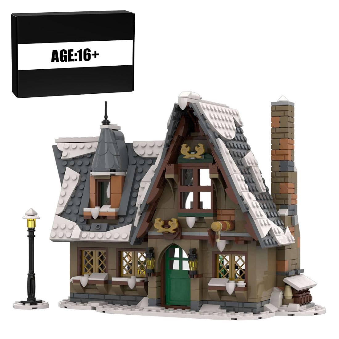 Reindeer Ranch Christmas Snow Scene Assembly Building Blocks Set, Modular Architecture Construction Toy for Teen Adult (1973PCS)