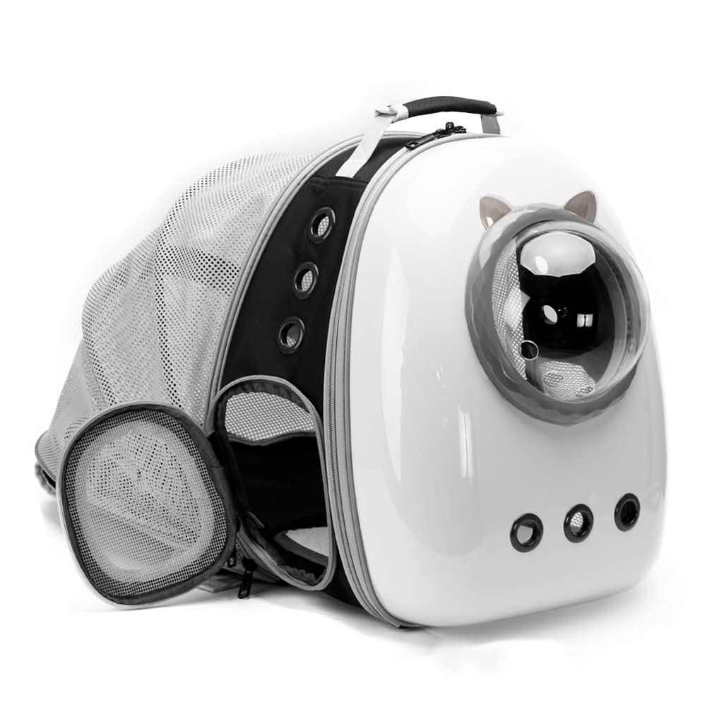Expandable Cat Carrier Backpack with Catnip Toys, Backpack for Cats Kitten Small Puppy, Airline Approved Cat Bubble Backpack, Space Capsule Astronaut Carrier… (RED BP&Toy, Back Extension)