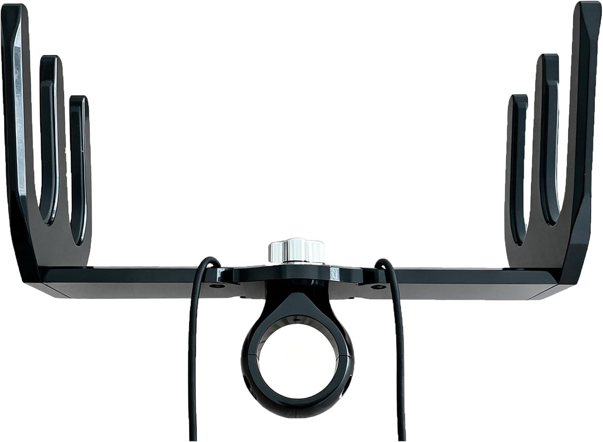 Reborn Pro1 Quick Release Waterski Rack, 2.5" Clamp with Rubber Collars can fit 1 3/4" - 2 1/2" Round Tubes. Polished Or Black Coated Finish,3 Year Warranty.