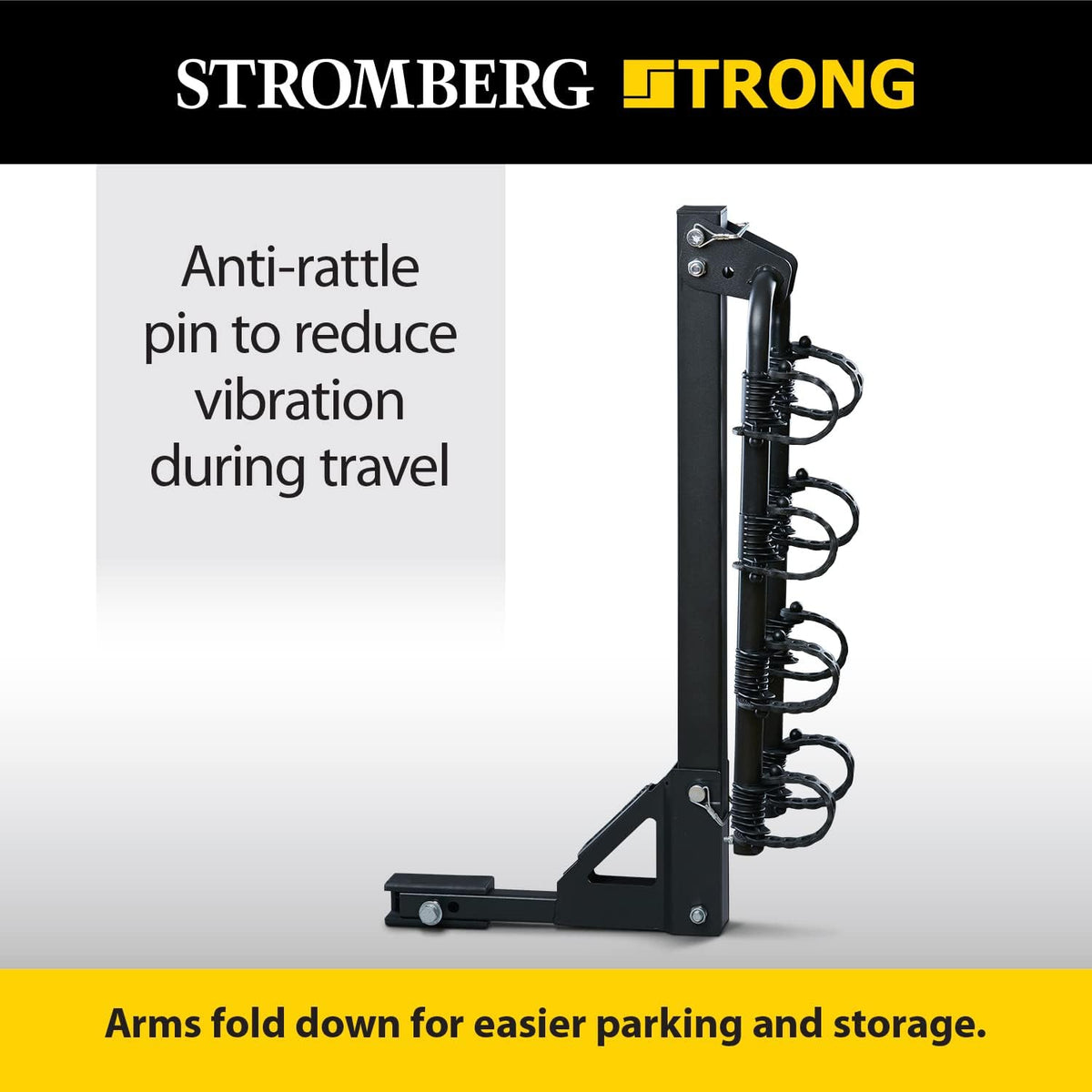 Stromberg Carlson BC-108 Bike Rack for Cars, Trucks and SUV's - 4-Bike Post Mount Carrier for Motorhomes, Travel Trailers and Fifth Wheels - Bike Rack Receiver for 1-1/4" 2" - 120 LB Weight Capacity