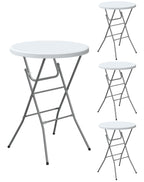 24" Round Folding Table, Plastic Bar Height Tables for Parties Black
