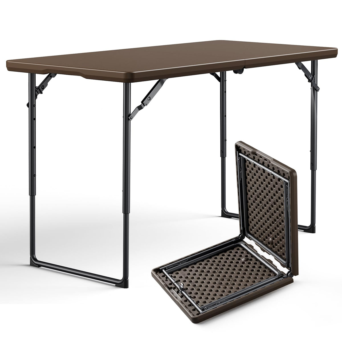 Folding Table 5FT 2 Pack Heavy Duty Plastic Table, Foldable & Portable, Fold-in-Half Utility Tables for Outdoor, Dining, Wedding, Events, Indoor, Picnic, Camping, Party,White