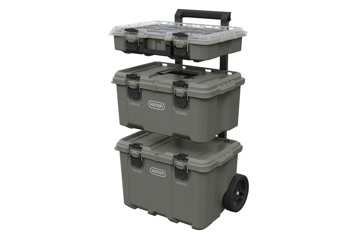 Keter Stack N Rolling Tool Box Modular Storage System 3 Piece