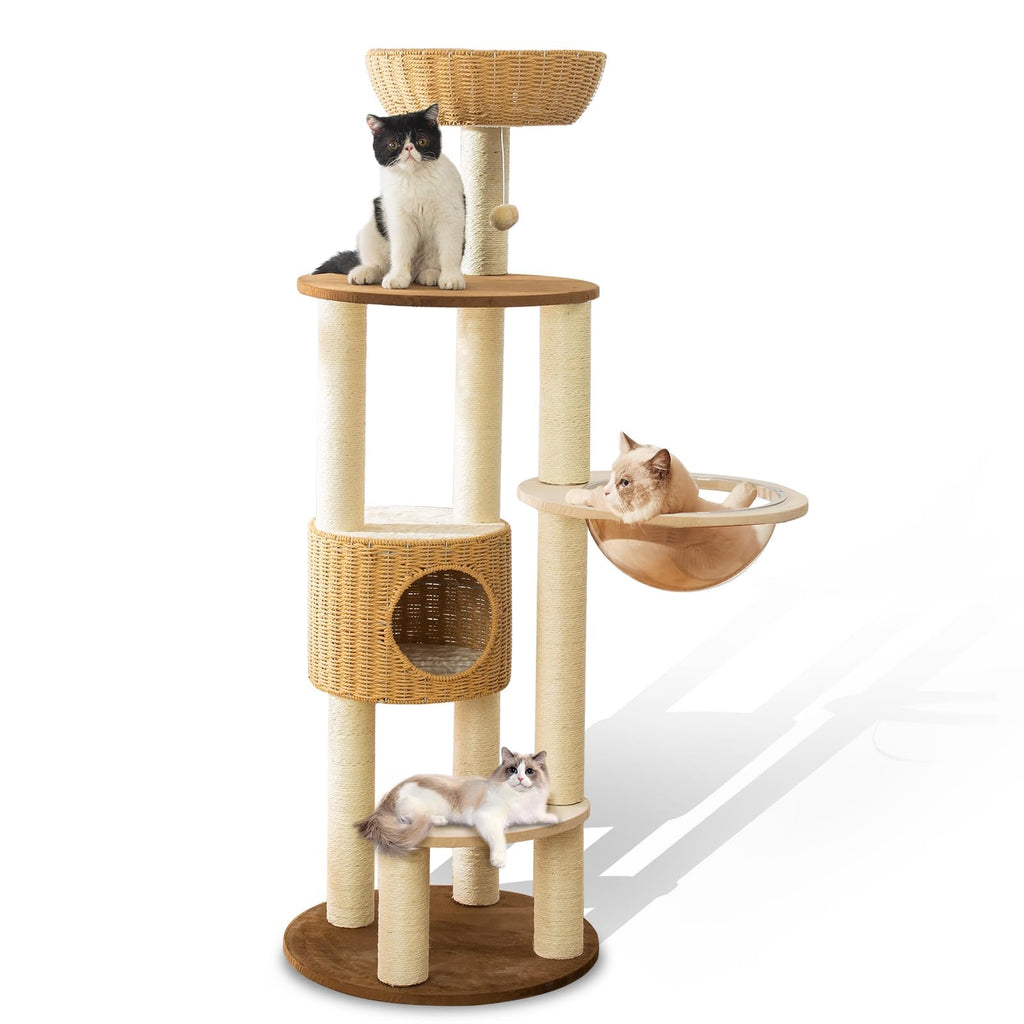 SHODMI 54" Modern Cat Tree Tower for Indoor Cats, Large & Multi-Cat Homes