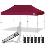Eurmax USA 10x10ft Pop Up Canopy,Commercial Instant Tent for Outdoor Events,Patented No-Tip Rolling Storage Bag with 4 Sandbags,UV & Water Resistant,Heavy Duty Portable Shelter Gazebo,White