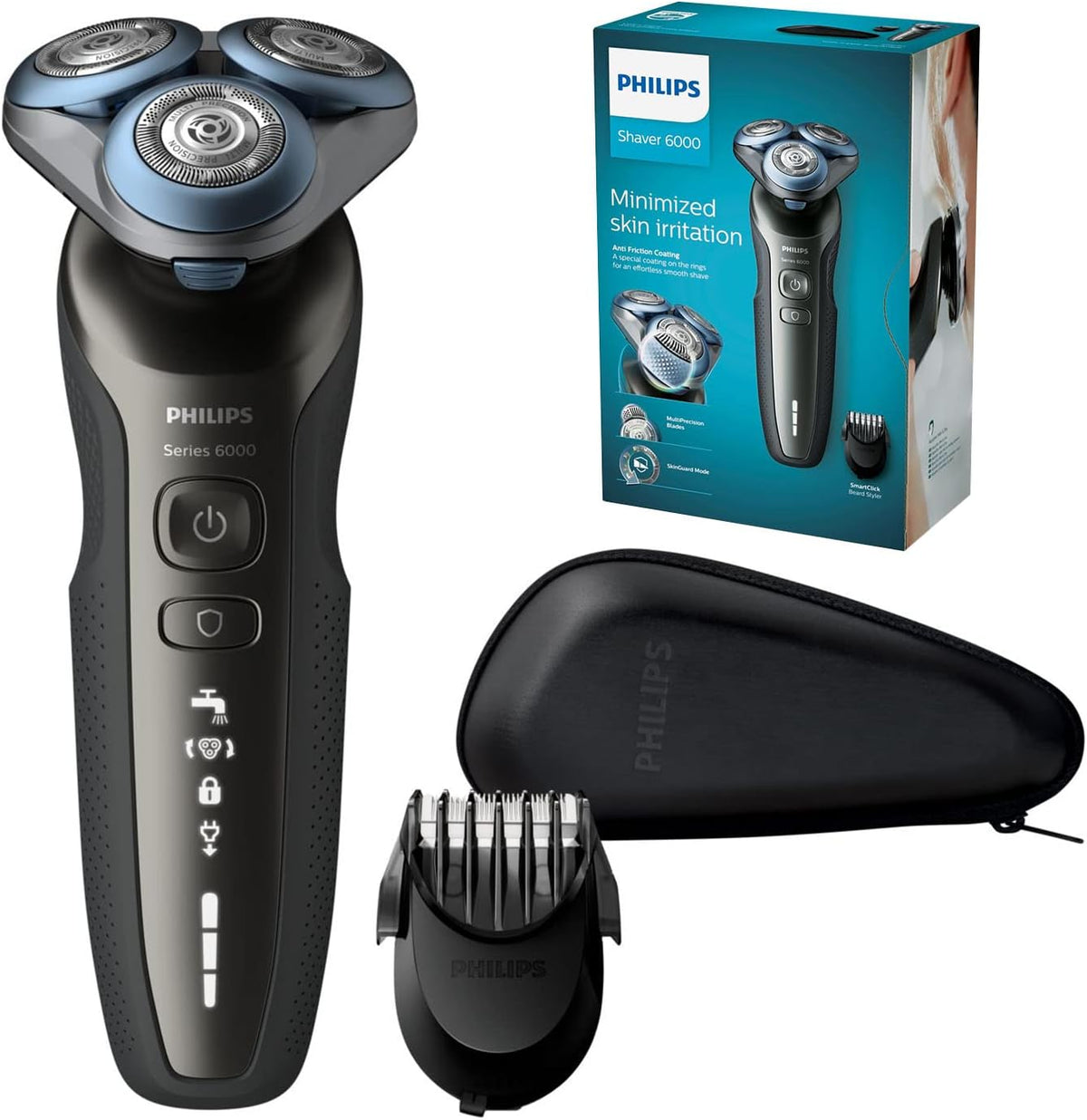 Philips Norelco Electric Shaver for Men Series 6000 Wet/Dry Electric Shaver with Trimmer Attachment Rechargeable Electric Razor with Multi MultiPrecision Cutting System