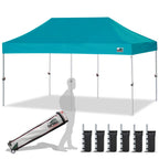 Eurmax USA 10x10ft Pop Up Canopy,Commercial Instant Tent for Outdoor Events,Patented No-Tip Rolling Storage Bag with 4 Sandbags,UV & Water Resistant,Heavy Duty Portable Shelter Gazebo,White