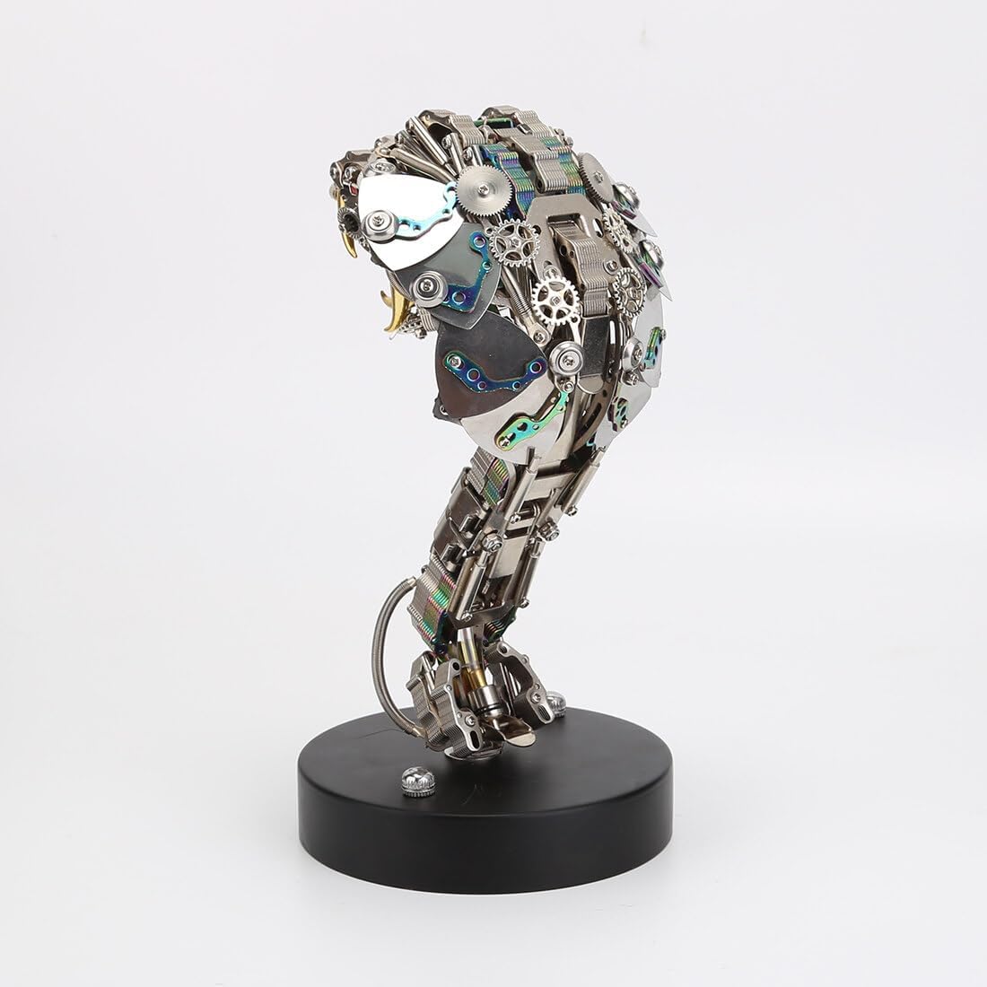 3D Metal Puzzle Half-Body Serpent Model Kit, 400PCS DIY Assemble Steampunk Bio-Mechanical Half-Body Serpent with LED Lights, Creative Handcrafted Art Craft Desktop Display & Decoration for Adults