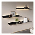 LED Floating Shelves Set of 2, Metal Wall Mounted Display Shelves with Built-in Lights, Modern Gold Floating Shelves for Living Room, Bedroom, Kitchen, Bathroom(White,150cm/59in)